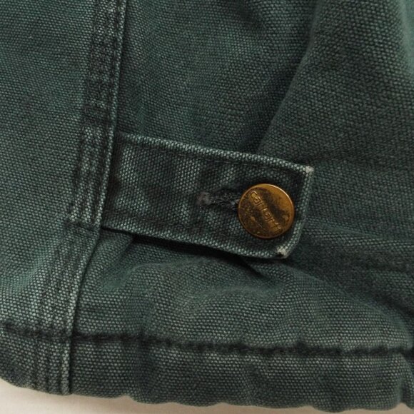 Vintage Carhartt Green Chore Work Jacket Brown Corduroy Collar Fits Like Medium - Picture 11 of 13